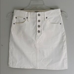 J. Crew White Button-Front Denim Skirt